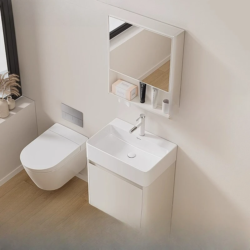 Arc cream small apartment stainless steel heightened bathroom cabinet ceramic integrated basin hand washbasin 304
Arc cream small apartment stainless steel heightened bathroom cabinet ceramic integrated basin hand washbasin 304