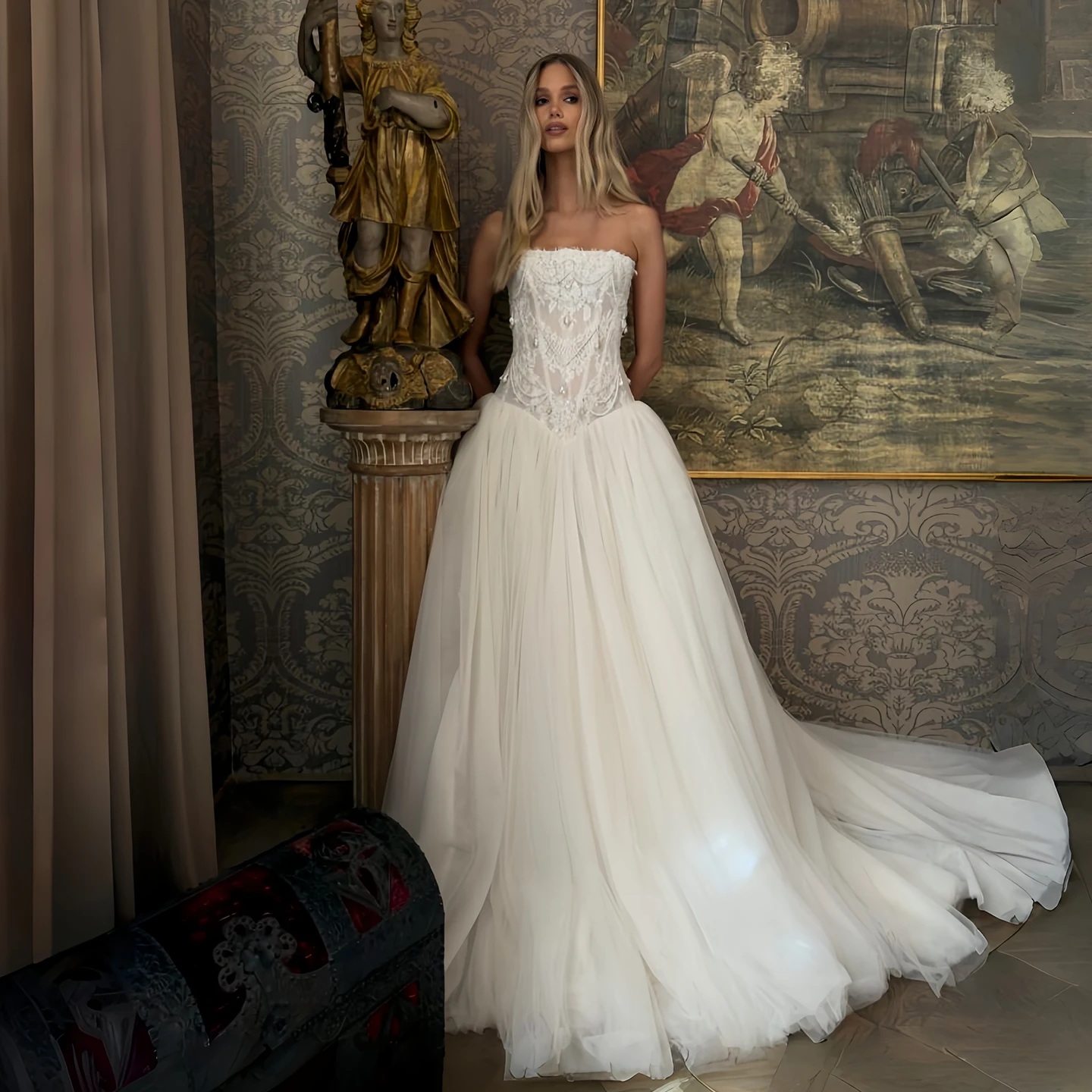 Sharon Said Luxury Strapless Lace Tulle Ball Gown Wedding Dress 2026 Basque Bridal Gowns Vestidos de Novia SW224 Customized
Sharon Said Luxury Strapless Lace Tulle Ball Gown Wedding Dress 2026 Basque Bridal Gowns Vestidos de Novia SW224 Customized