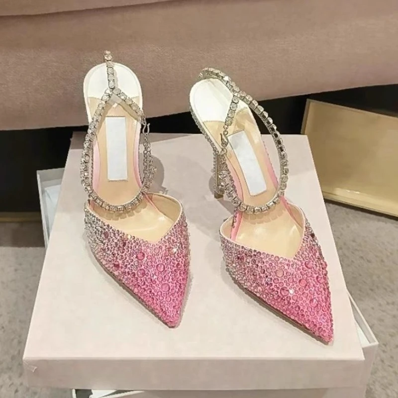 European American Women Crystal High Heel Sandals 2025 Summer New Rhinestone Stiletto Open Toe Shoes
European American Women Crystal High Heel Sandals 2025 Summer New Rhinestone Stiletto Open Toe Shoes