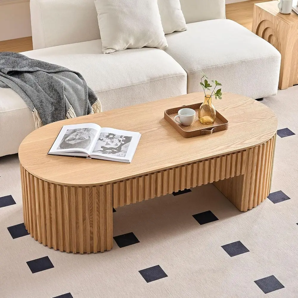 51.18 Oval Wooden Coffee Table with Storage, Living Room Handcrafted Center Table, Easy Assembly
51.18 Oval Wooden Coffee Table with Storage, Living Room Handcrafted Center Table, Easy Assembly