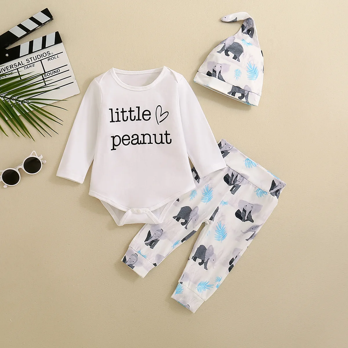 Baby Boy Casual Long Sleeve round Neck Shirt with Elephant Print Pattern + Pants + Hat Set
Baby Boy Casual Long Sleeve round Neck Shirt with Elephant Print Pattern + Pants + Hat Set