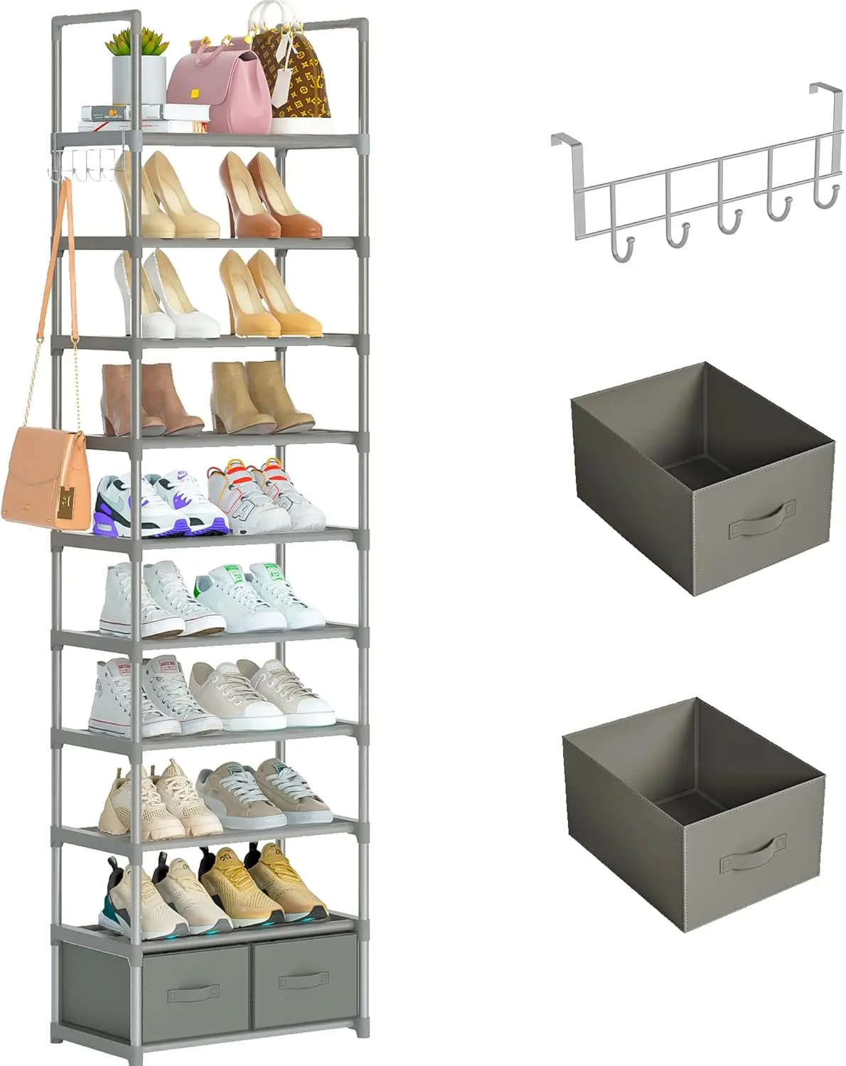Shoe Rack, Sturdy Metal Shoes Rack Organizer,Narrow Shoe Rack,Shoe Racks for Closets,Shoes Rack,Shoe Stand,Shoe Shelf (
Shoe Rack, Sturdy Metal Shoes Rack Organizer,Narrow Shoe Rack,Shoe Racks for Closets,Shoes Rack,Shoe Stand,Shoe Shelf (