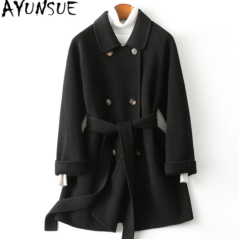AYUNSUE 100% Wool Jackets for Women 2023 Autumn Winter Double-sided Wool Coats Mid-length Double Breasted Outerqwear Jaquetas
AYUNSUE 100% Wool Jackets for Women 2023 Autumn Winter Double-sided Wool Coats Mid-length Double Breasted Outerqwear Jaquetas