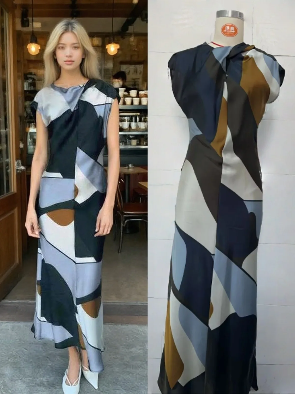2025 Summer Geometric Print Satin Dress Women's Elegant V-Neck Midi Dress Luxury Silk Touch Dress Formal Office Party Dress Robe
2025 Summer Geometric Print Satin Dress Women's Elegant V-Neck Midi Dress Luxury Silk Touch Dress Formal Office Party Dress Robe