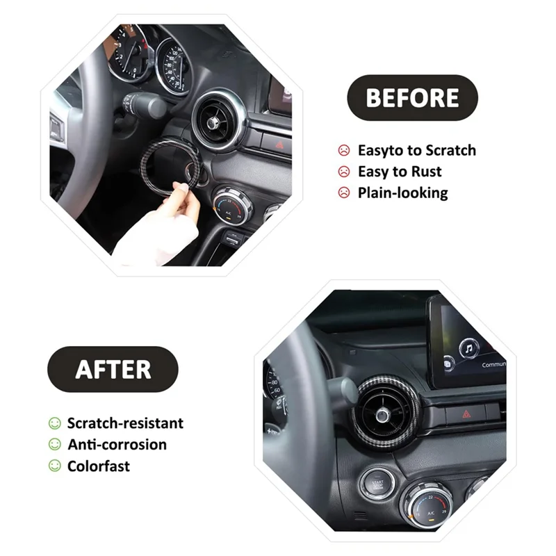 Carbon Fiber Center Console Interior Accessories Air Vent Outlet Cover Trim For Mazda MX-5 ND Miata 2016-2023
Carbon Fiber Center Console Interior Accessories Air Vent Outlet Cover Trim For Mazda MX-5 ND Miata 2016-2023