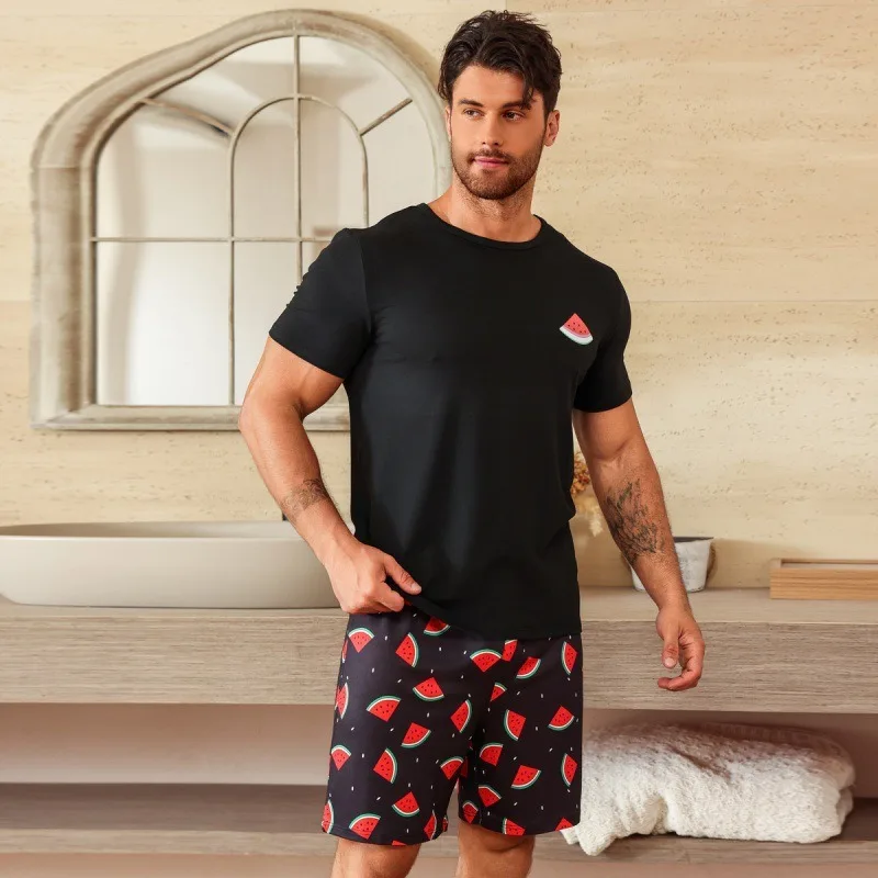 Plus Size Pajama Set Spring Summer Men's Short Sleeve Shorts Loose Breathable Black Crew Neck Top Shorts Loungewear 2 Piece Set
Plus Size Pajama Set Spring Summer Men's Short Sleeve Shorts Loose Breathable Black Crew Neck Top Shorts Loungewear 2 Piece Set
