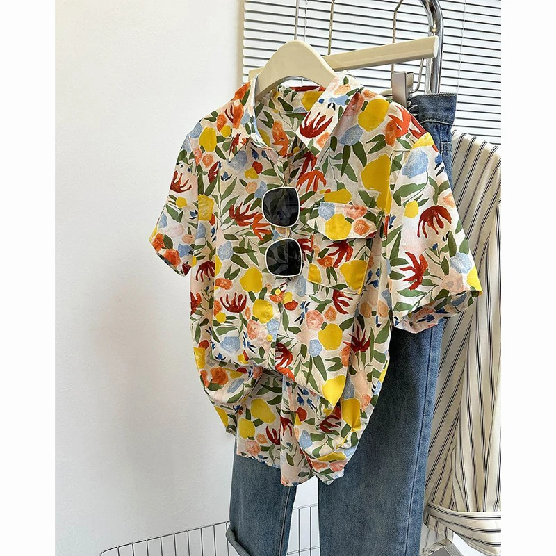 Retro Hong Kong Style Floral Print Short Sleeve Women's Shirt Summer New Large Size Loose Top Hawaiian Vacation Style Flower ...
Retro Hong Kong Style Floral Print Short Sleeve Women's Shirt Summer New Large Size Loose Top Hawaiian Vacation Style Flower ...