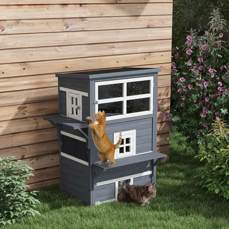 Cat House, Outdoor 3-Tier Kitty Shelter, Weather Resistant, W/ Escape Door
Cat House, Outdoor 3-Tier Kitty Shelter, Weather Resistant, W/ Escape Door