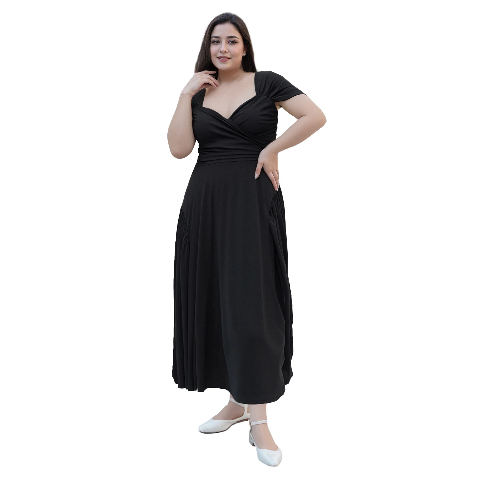 Women's Plus Size A-Line Dress Summer Solid Color Ruched Sweetheart V-Neck Short Sleeve Party Plus Size Dresses for Streetwear
Women's Plus Size A-Line Dress Summer Solid Color Ruched Sweetheart V-Neck Short Sleeve Party Plus Size Dresses for Streetwear