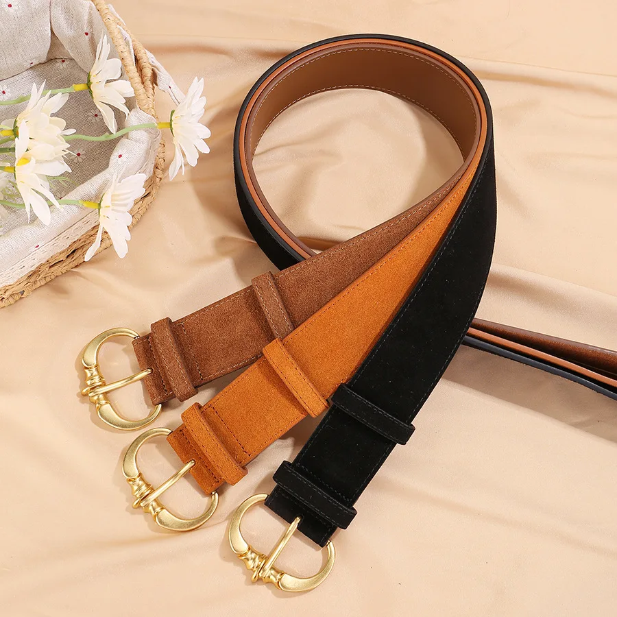 Женский ремень из натуральной кожи, замшевый широкий ремень, золотой уникальный дизайн для пальто, джинсов, брюк
Женский ремень из натуральной кожи, замшевый широкий ремень, золотой уникальный дизайн для пальто, джинсов, брюк