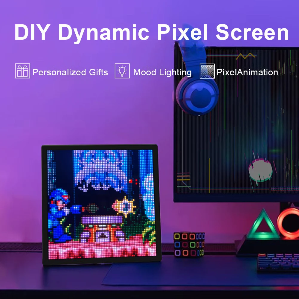 LED Pixel Display RGB LED Matrix Panel Lamp Programmable Pixel Art Digital Light with APP Control DIY Creative Display Screen
LED Pixel Display RGB LED Matrix Panel Lamp Programmable Pixel Art Digital Light with APP Control DIY Creative Display Screen