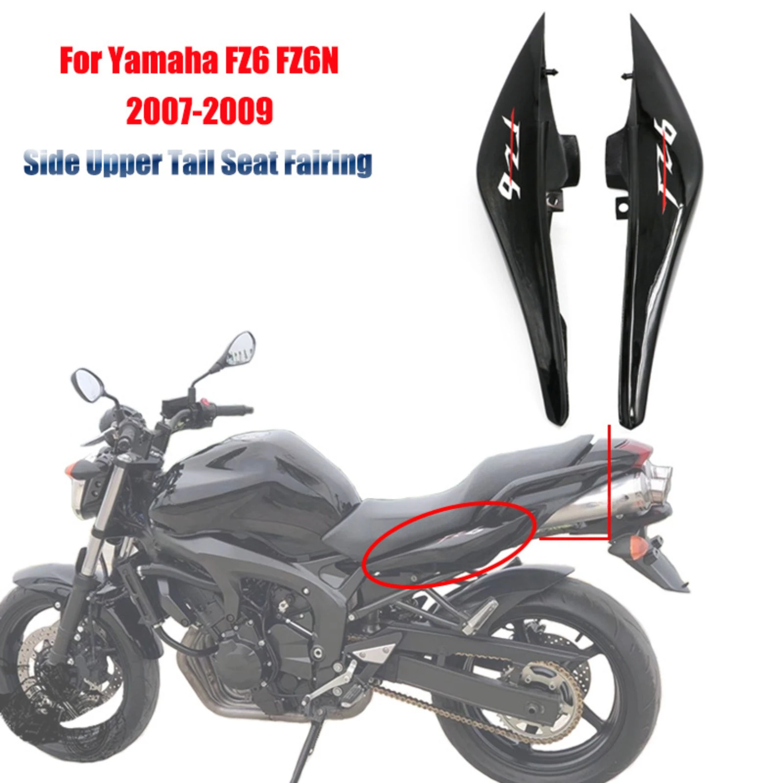 For Yamaha FZ6 FZ6N 2007-2009 Rear Upper Tail Seat Fairing Side Cowl Motorcycle Body Fairing Cover Body Protection Accessories
For Yamaha FZ6 FZ6N 2007-2009 Rear Upper Tail Seat Fairing Side Cowl Motorcycle Body Fairing Cover Body Protection Accessories
