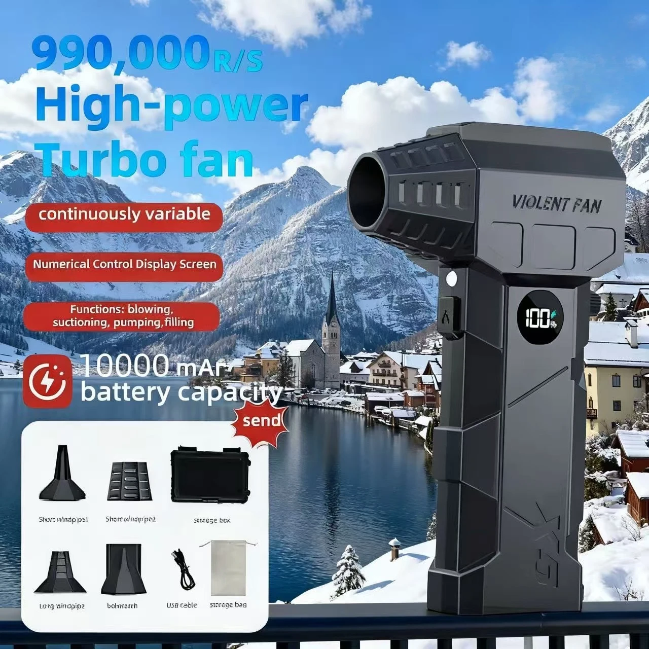 НОВЫЙ 2025 X5Pro Turbo Jet Blowe 990000 об/мин Мощный воздуходувка Бесщеточный двигатель Турбовентилятор Скорость ветра 75 м/с 10000 мАч сильный бриз
НОВЫЙ 2025 X5Pro Turbo Jet Blowe 990000 об/мин Мощный воздуходувка Бесщеточный двигатель Турбовентилятор Скорость ветра 75 м/с 10000 мАч сильный бриз