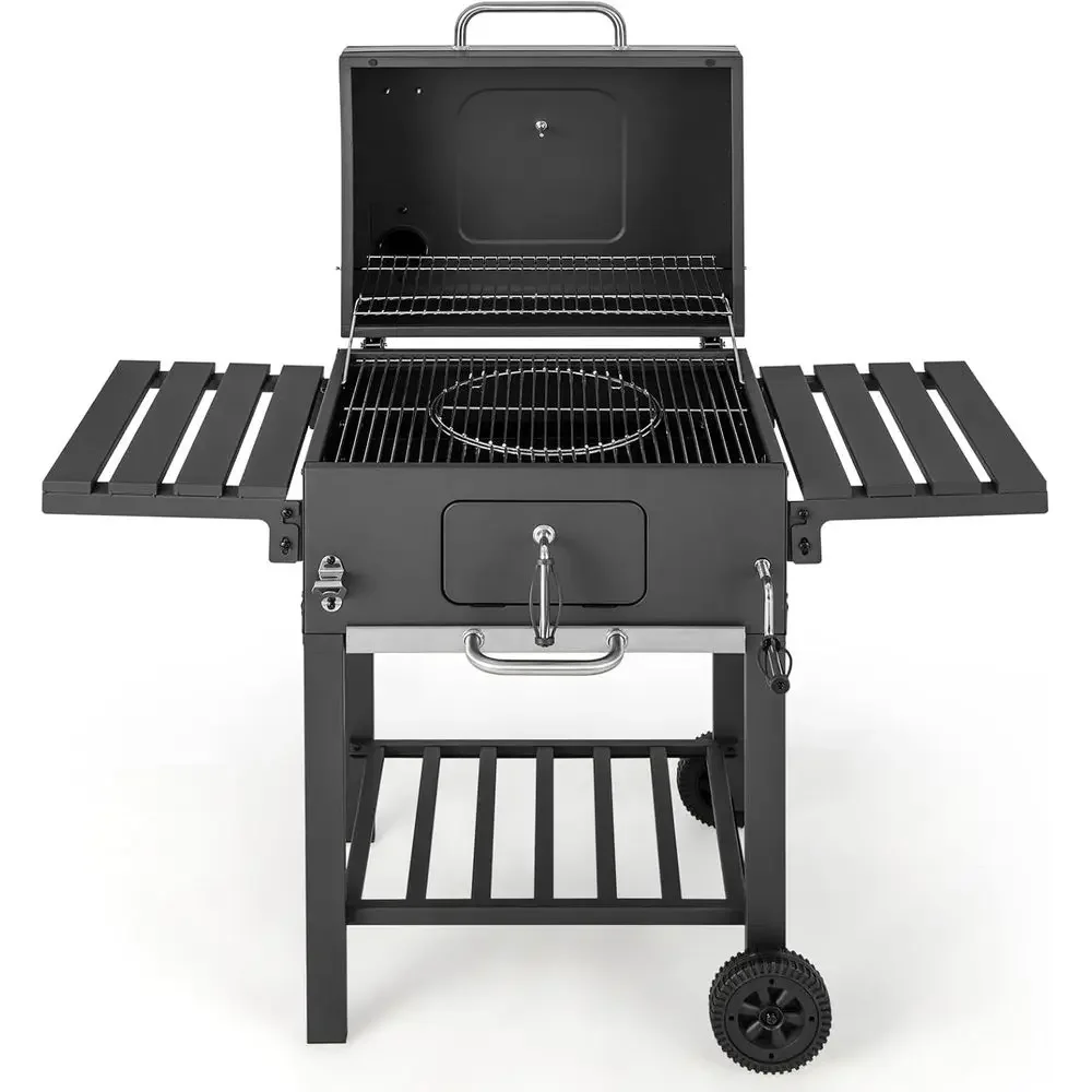 Charcoal Grill 24 inch, BBQ Grill with 2 oldable Side Table, Adjustable Charcoal Tray, Pull-out Ash Tray, Heavy Duty Barbecue Gr
Charcoal Grill 24 inch, BBQ Grill with 2 oldable Side Table, Adjustable Charcoal Tray, Pull-out Ash Tray, Heavy Duty Barbecue Gr