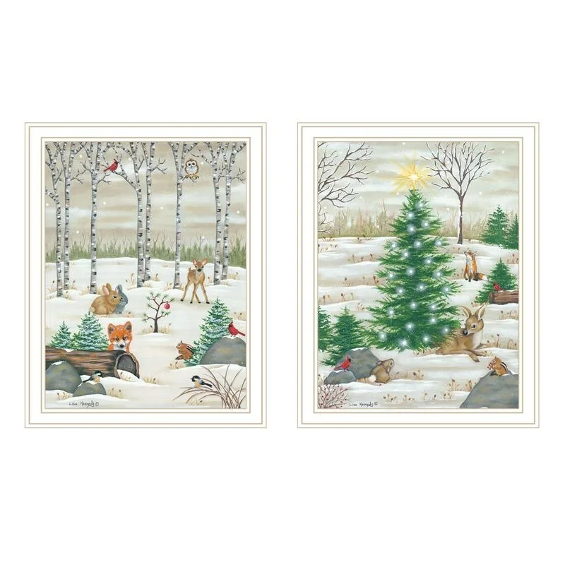 Lisa Kennedy Vignette Woodland Critters Christmas Wall Art Print, White Framed Home Decor, 2-Piece Set for Living Room or Bedroom
Lisa Kennedy Vignette Woodland Critters Christmas Wall Art Print, White Framed Home Decor, 2-Piece Set for Living Room or Bedroom