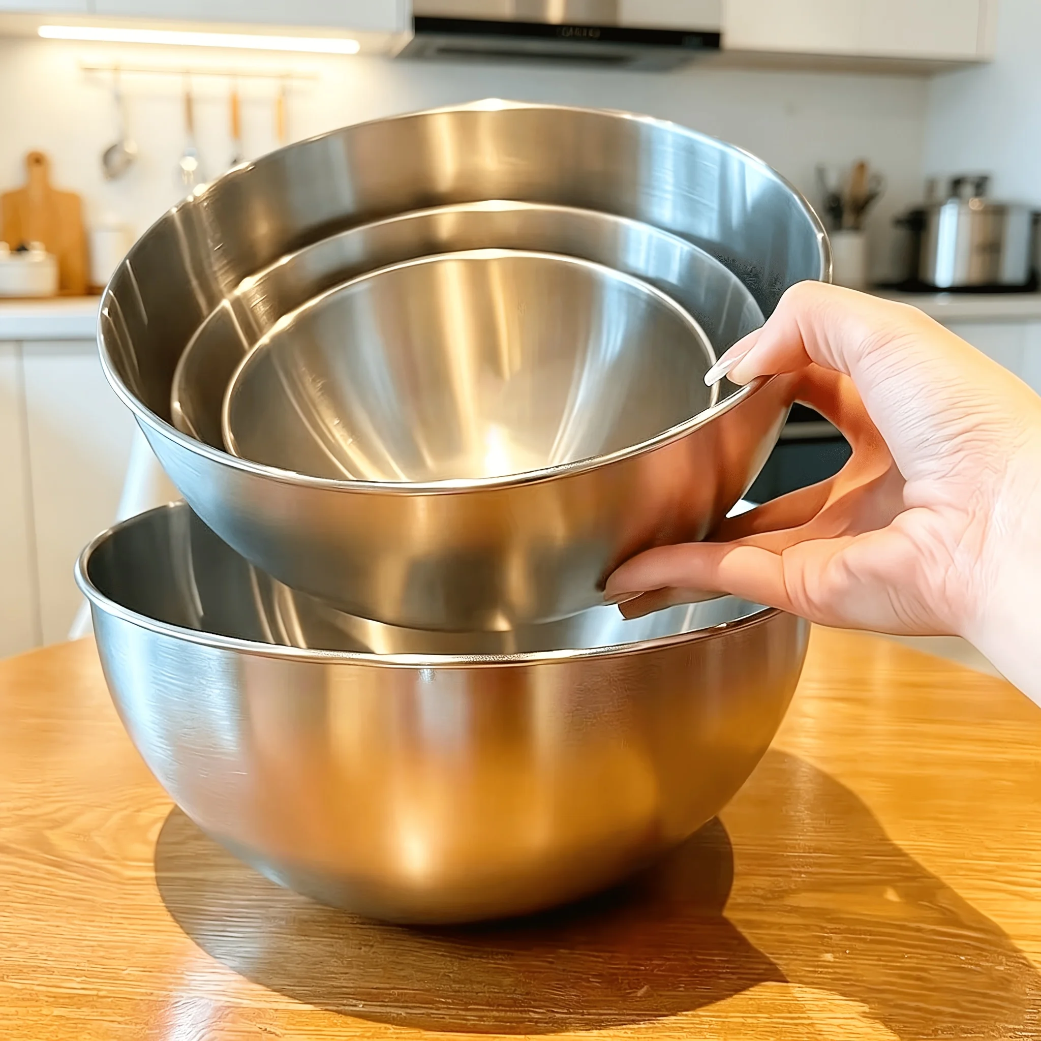 3pcs Salad Bowls, Fruit and Vegetable Cleaning Basin, Mixing Bowl, Suitable for Salad, Egg Beater, Dough Making, Stackable
3pcs Salad Bowls, Fruit and Vegetable Cleaning Basin, Mixing Bowl, Suitable for Salad, Egg Beater, Dough Making, Stackable