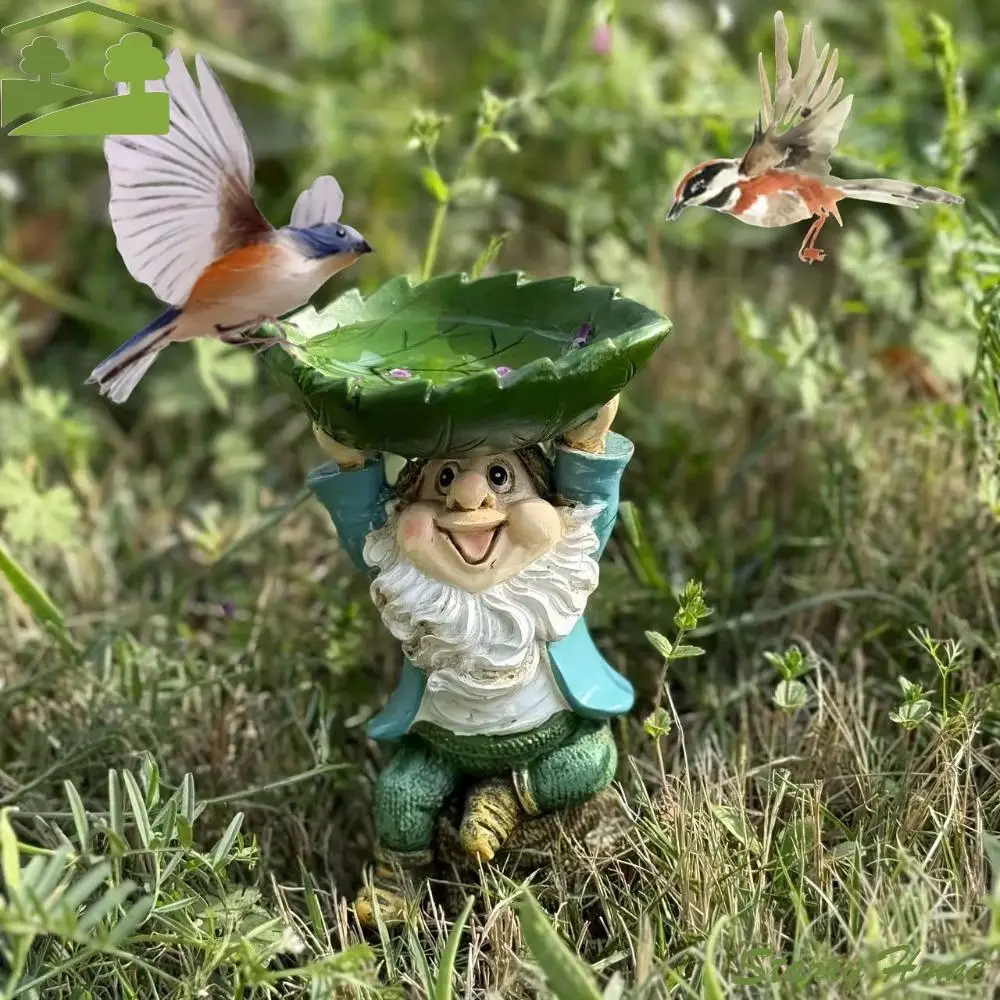 Unique Cartoon Dwarf Sculpture Holding Leaves Fun Garden Gnome Statue Resin Bird Feeder Patio
Unique Cartoon Dwarf Sculpture Holding Leaves Fun Garden Gnome Statue Resin Bird Feeder Patio