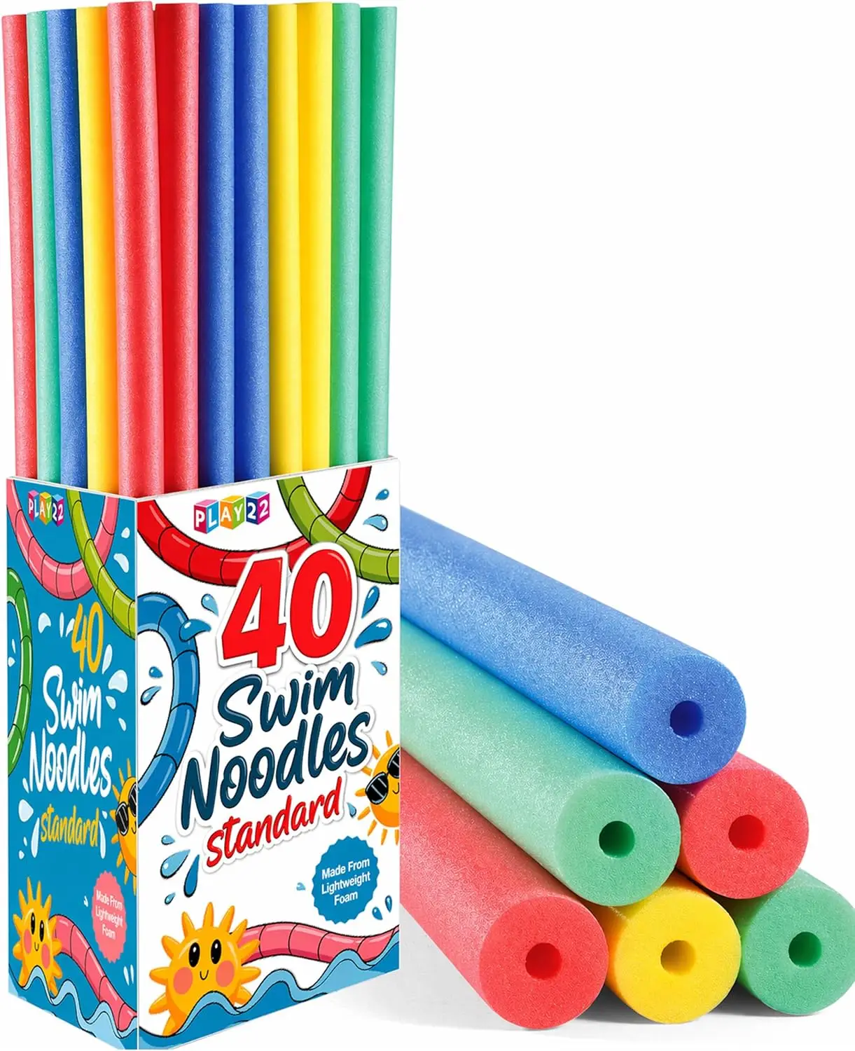 40 Pack Pool Noodles Foam - 4 Colors Extra Dense Foam Bulk Swim Noodles for Pool, Lake & Float Training - Durable Water & Exercise Tubes, Multi-Use, Craft Projects, Pipe Insulation
40 Pack Pool Noodles Foam - 4 Colors Extra Dense Foam Bulk Swim Noodles for Pool, Lake & Float Training - Durable Water & Exercise Tubes, Multi-Use, Craft Projects, Pipe Insulation