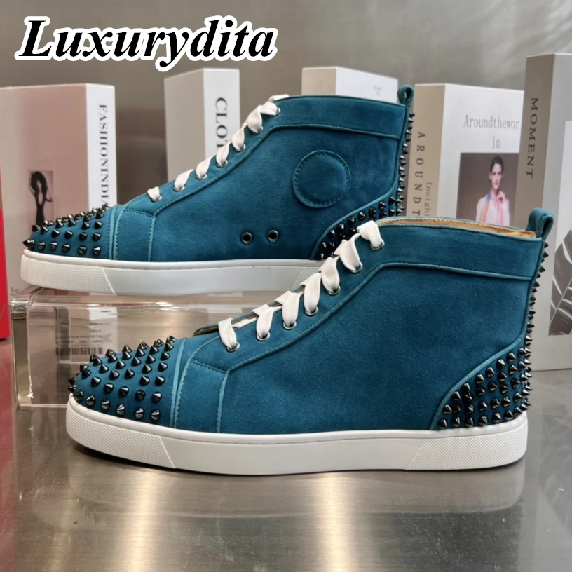 Top Quality Womens Trendy Casual Sneakers Luxury Mens Real Leather Tennis Shoes Designr Red Sole Tide Lovers Rivet Shoes HJ0231
Top Quality Womens Trendy Casual Sneakers Luxury Mens Real Leather Tennis Shoes Designr Red Sole Tide Lovers Rivet Shoes HJ0231