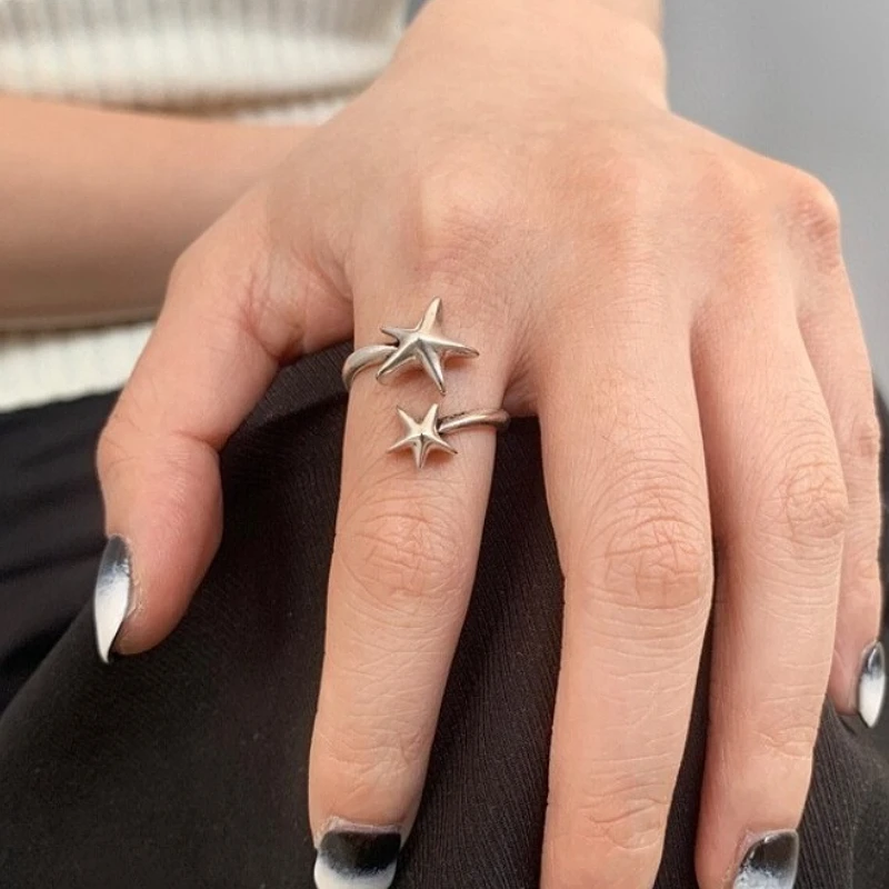 925 Sterling Silver Geometric Star Pentagram Retro Adjustable Opening Ring for Women Fine Jewelry Minimalist Accessories 
925 Sterling Silver Geometric Star Pentagram Retro Adjustable Opening Ring for Women Fine Jewelry Minimalist Accessories