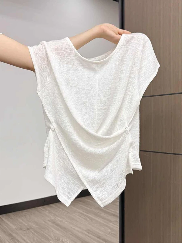 ay round Ne ort Sve T-irt Women's Slim Fit Top Small Flng Sve Irregular Design Summer New Sle Commute Sle 
ay round Ne ort Sve T-irt Women's Slim Fit Top Small Flng Sve Irregular Design Summer New Sle Commute Sle