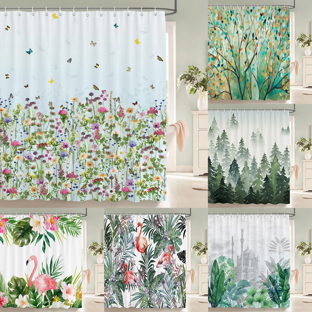 Green Plants Flowers Waterproof Polyester Shower Curtains Eco-friendly High Quality Bathroom Curtains Blind For Home Decorations 
Green Plants Flowers Waterproof Polyester Shower Curtains Eco-friendly High Quality Bathroom Curtains Blind For Home Decorations