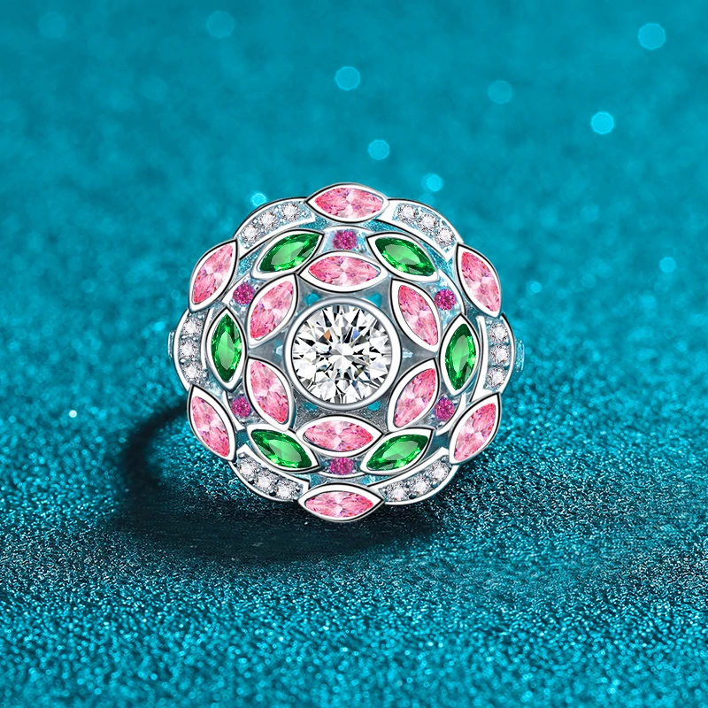 925 sterling silver inlaid round 6.5mm white diamond powder gemstone emerald women's adjustable ring high-end jewelry
925 sterling silver inlaid round 6.5mm white diamond powder gemstone emerald women's adjustable ring high-end jewelry