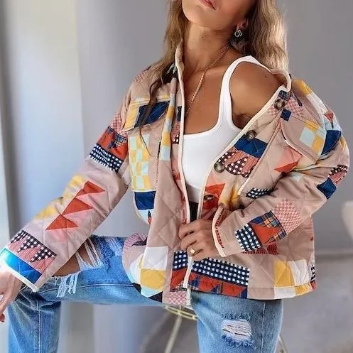 Quilted Cotton Coat Contrast Printed Pocket Women's Autumn Winter New Fashion
Quilted Cotton Coat Contrast Printed Pocket Women's Autumn Winter New Fashion