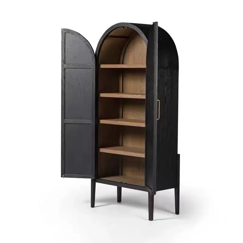 American retro black solid wood dining side cabinet French simple entrance cabinet living room arched medieval wine
American retro black solid wood dining side cabinet French simple entrance cabinet living room arched medieval wine