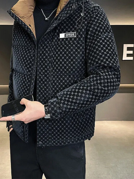 Men's Leather Face down Jaet Winter Thiened Warmth Hooded Print Outerwear Modern Sle Regular Fit Youth Faion
Men's Leather Face down Jaet Winter Thiened Warmth Hooded Print Outerwear Modern Sle Regular Fit Youth Faion