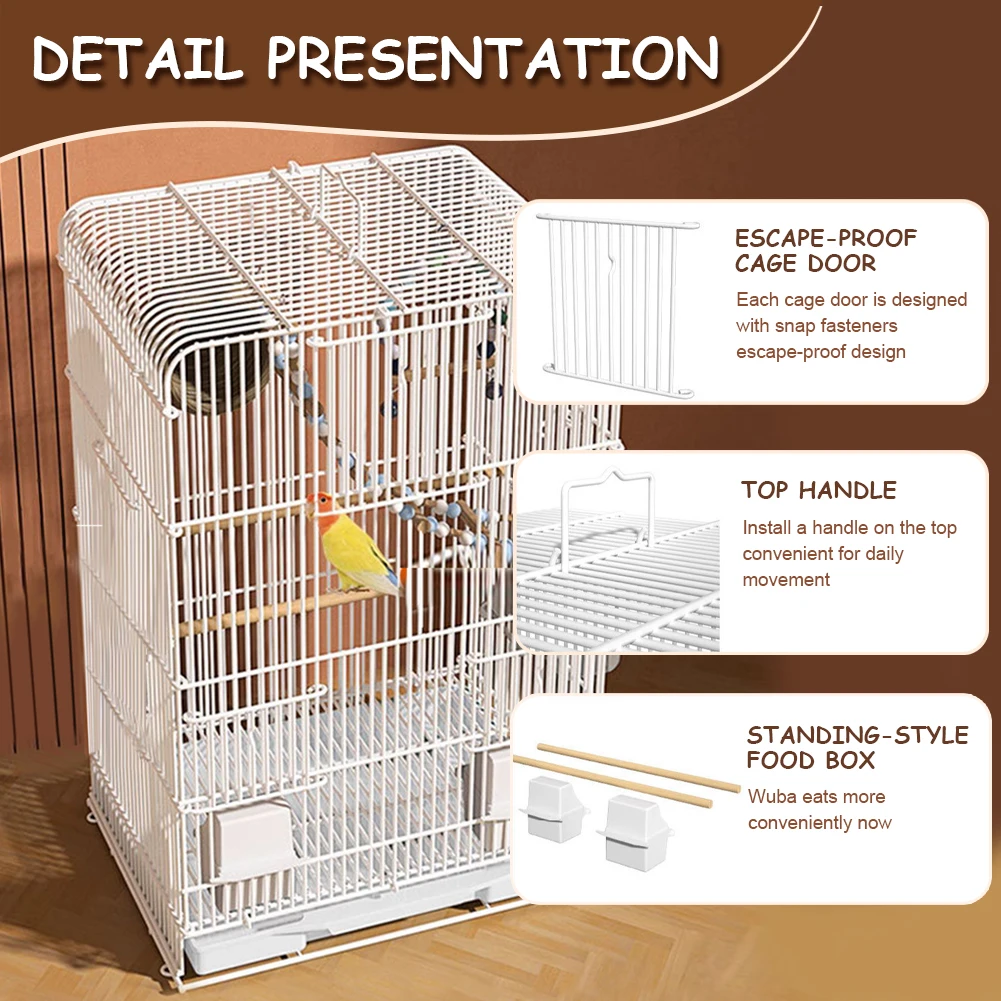 Wrought Iron Bird Cage Lightweight Portable Parrot Cage Removable Tray Large Bird Carrier for Indoor Outdoor Home Bird Feeding
Wrought Iron Bird Cage Lightweight Portable Parrot Cage Removable Tray Large Bird Carrier for Indoor Outdoor Home Bird Feeding