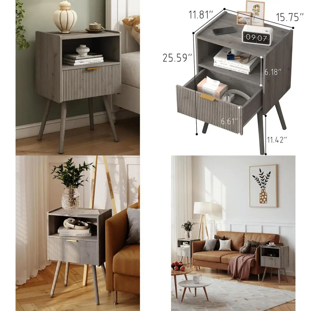 Contemporary Storage Nightstand with Drawer and Shelf, Grey Oak Finish, Suitable for Living Room and Bedroom, Ideal for Compact
Contemporary Storage Nightstand with Drawer and Shelf, Grey Oak Finish, Suitable for Living Room and Bedroom, Ideal for Compact