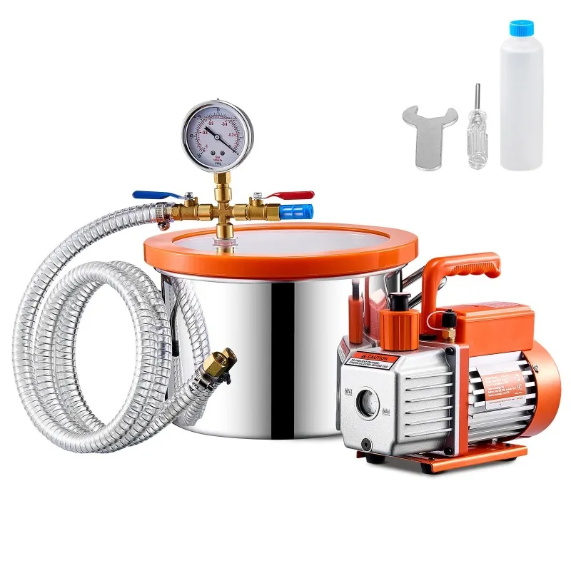 1.5 / 3 / 5 Gallon Vacuum Chamber & 3.5CFM Single Stage Pump Kit with 4.92ft Hose for Degassing Resin Silicone Epoxies
1.5 / 3 / 5 Gallon Vacuum Chamber & 3.5CFM Single Stage Pump Kit with 4.92ft Hose for Degassing Resin Silicone Epoxies