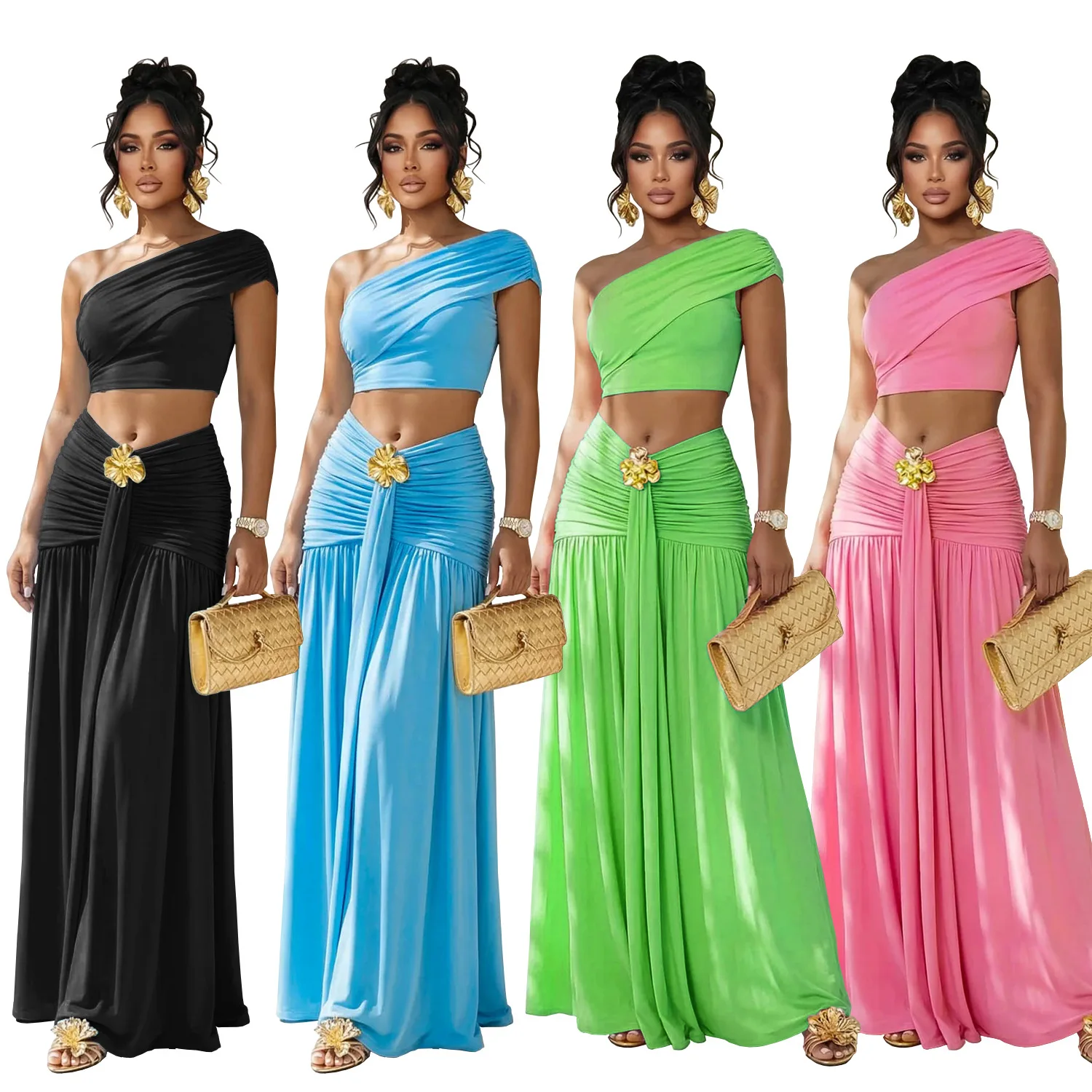 EINY Ruched Elegant Party Dress Sets Women 2 Piece Set Outfit Holiday One Shoulder Crop Top & Long Skirt Matching Sets Club Y2K
EINY Ruched Elegant Party Dress Sets Women 2 Piece Set Outfit Holiday One Shoulder Crop Top & Long Skirt Matching Sets Club Y2K