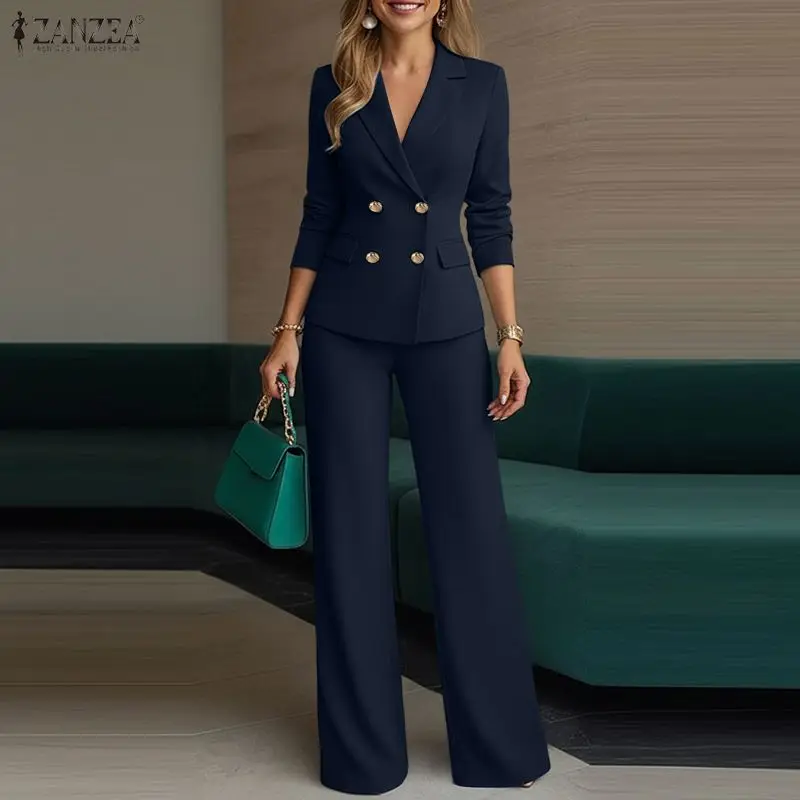 2026 ZANZEA Women Elegant Lapel Neck Long Sleeve Blazer Tops Pant Sets Office 2 Pieces Sets Stylish Solid OL Work Suit Outfits
2026 ZANZEA Women Elegant Lapel Neck Long Sleeve Blazer Tops Pant Sets Office 2 Pieces Sets Stylish Solid OL Work Suit Outfits