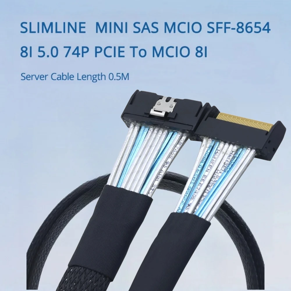 SLIMLINE MINI SAS MCIO SFF-8654 8I 5.0 74P PCIE To MCIO 8I Server Hard Disk PCI Express 5.0 Slimline Extension Cable Length 0.5M
SLIMLINE MINI SAS MCIO SFF-8654 8I 5.0 74P PCIE To MCIO 8I Server Hard Disk PCI Express 5.0 Slimline Extension Cable Length 0.5M