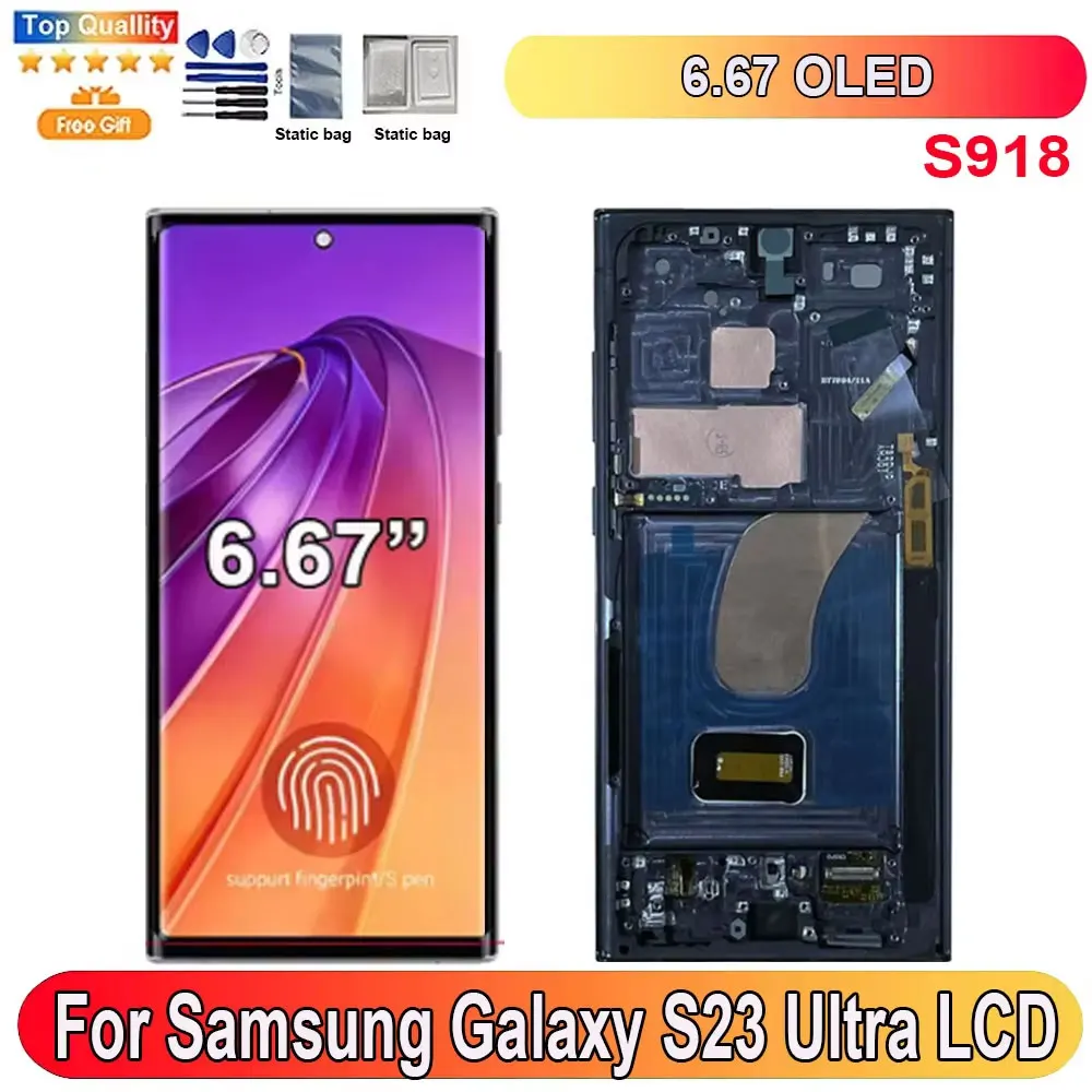 6.67"OLED Small Size For Samsung Galaxy S23 Ultra LCD Display Screen Touch Panel Digitizer Replacement Parts Support Fingerprin
6.67"OLED Small Size For Samsung Galaxy S23 Ultra LCD Display Screen Touch Panel Digitizer Replacement Parts Support Fingerprin