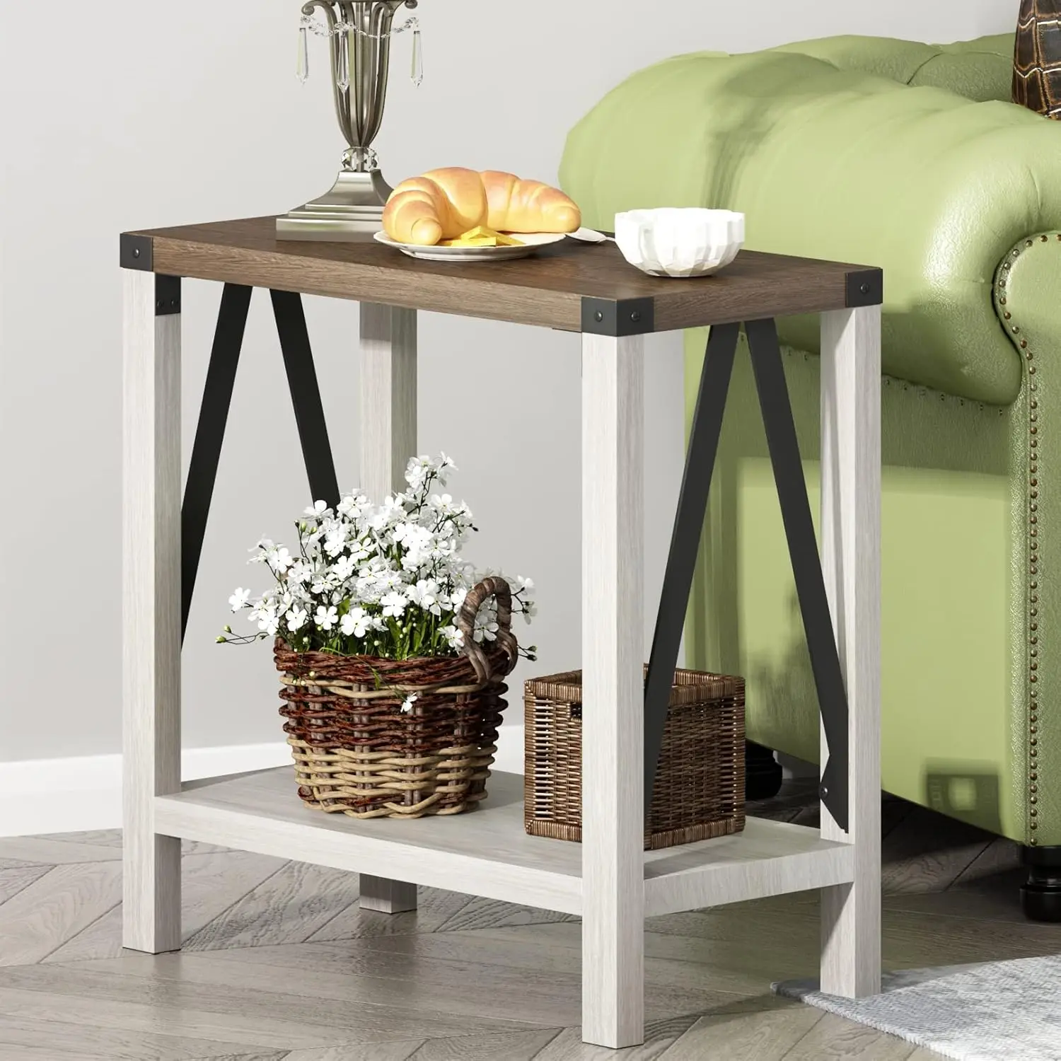 Narrow End Table with Storage Shelf for Small Spaces, Rustic A-Design Nightstand for Living Room Bedroom
Narrow End Table with Storage Shelf for Small Spaces, Rustic A-Design Nightstand for Living Room Bedroom