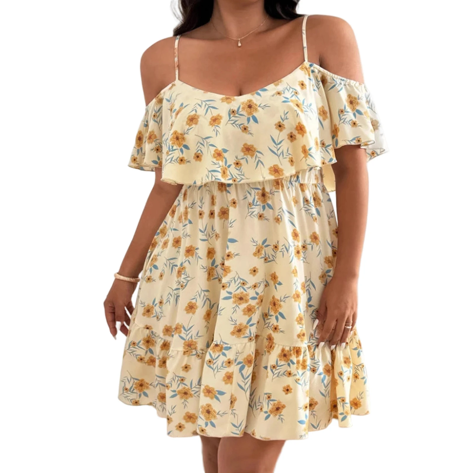 Women's Plus Size Dress Summer Floral Print Cold Shoulder Ruffle Mini Party Dress for Vacation Cocktail Beach Plus Size Dresses
Women's Plus Size Dress Summer Floral Print Cold Shoulder Ruffle Mini Party Dress for Vacation Cocktail Beach Plus Size Dresses