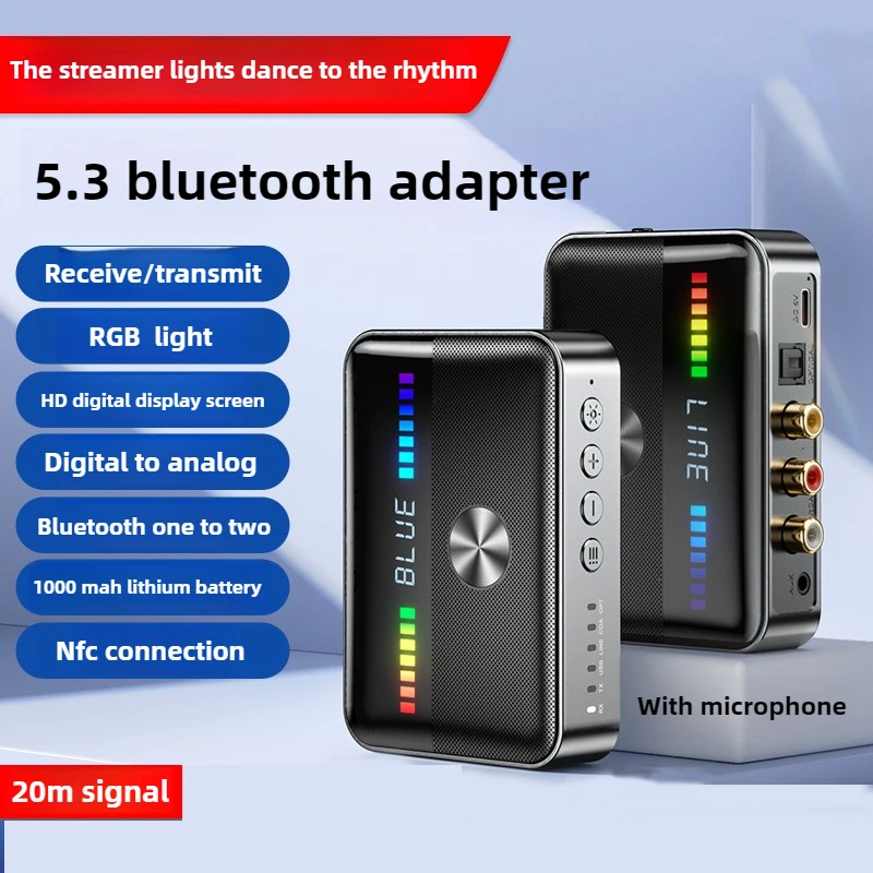 NFC Bluetooth 5.3 Receiver and Transmitter Adapter Wireless Music 3.5mm AUX RCA Optical Support U-Disk for Desktop Speaker Amp
NFC Bluetooth 5.3 Receiver and Transmitter Adapter Wireless Music 3.5mm AUX RCA Optical Support U-Disk for Desktop Speaker Amp