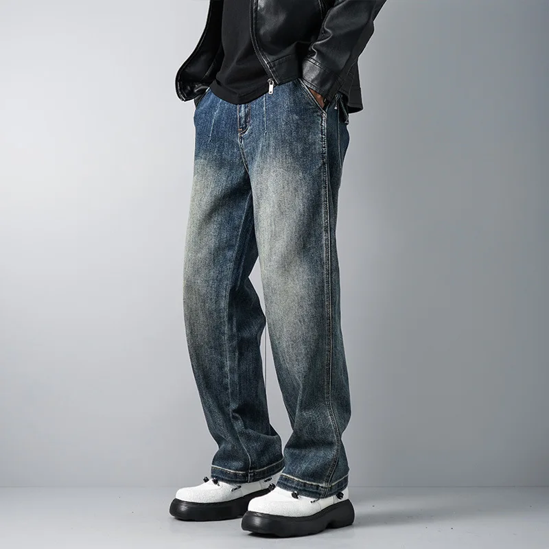 Мужские повседневные модные потертые синие джинсы в стиле ретро Four Seasons, американские винтажные новые модные свободные прямые джинсовые брюки мужские 
Мужские повседневные модные потертые синие джинсы в стиле ретро Four Seasons, американские винтажные новые модные свободные прямые джинсовые брюки мужские