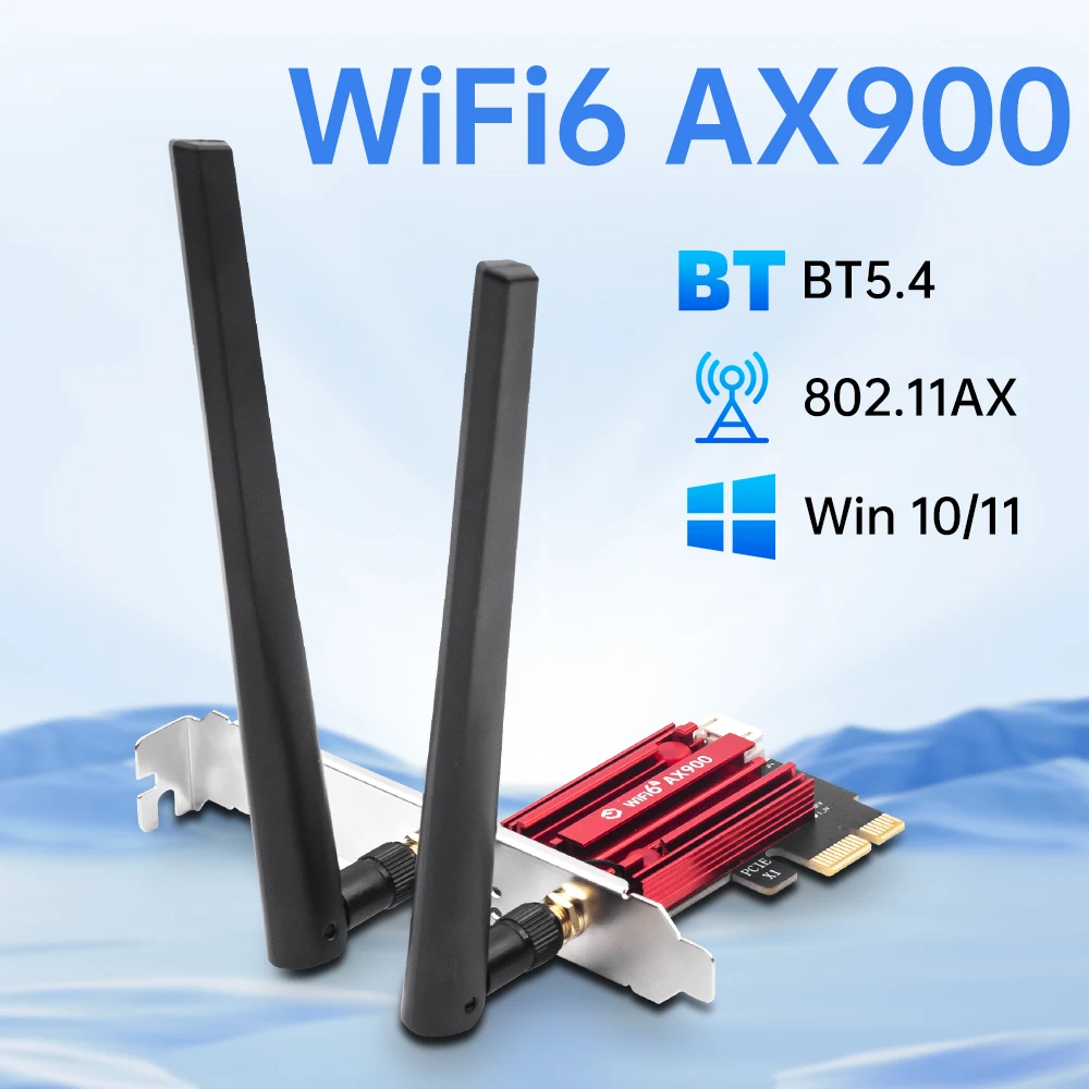 FENVI AX900 WiFi 6 BT5.4 PCIE WiFi Adapter 802.11AX Dual-band 2.4G/5GHz 900Mbps Wireless Network Card for Desktop Win 10/11
FENVI AX900 WiFi 6 BT5.4 PCIE WiFi Adapter 802.11AX Dual-band 2.4G/5GHz 900Mbps Wireless Network Card for Desktop Win 10/11