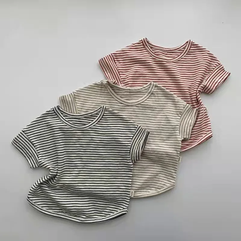 2025 Summer New Baby Casual Striped T Shirts Infant Girl Short Sleeve Tops Kids Boy Cotton Tee Toddler Loose T Shirts
2025 Summer New Baby Casual Striped T Shirts Infant Girl Short Sleeve Tops Kids Boy Cotton Tee Toddler Loose T Shirts