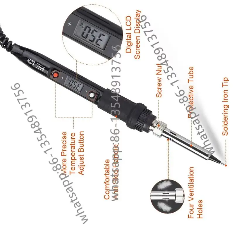 Electric Soldering Iron Kits With Digital Display, Adjustable Temperature, Ceramic Heating, Electronic Welding Tools, 60W, 80W
Electric Soldering Iron Kits With Digital Display, Adjustable Temperature, Ceramic Heating, Electronic Welding Tools, 60W, 80W