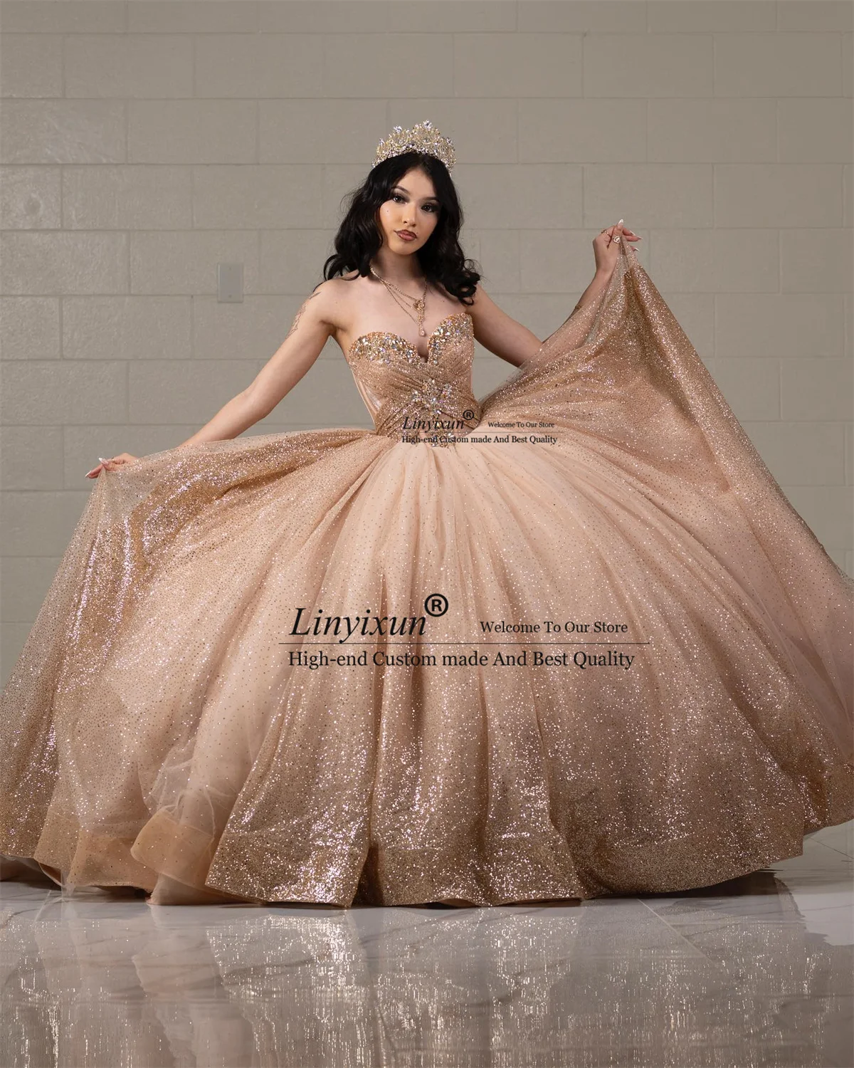 Princess Ball Gown Quinceanera Dress With Crystals Beaded Corset Sweet 16 Dress Glitter Sequins Vestidos De 15 Años
Princess Ball Gown Quinceanera Dress With Crystals Beaded Corset Sweet 16 Dress Glitter Sequins Vestidos De 15 Años