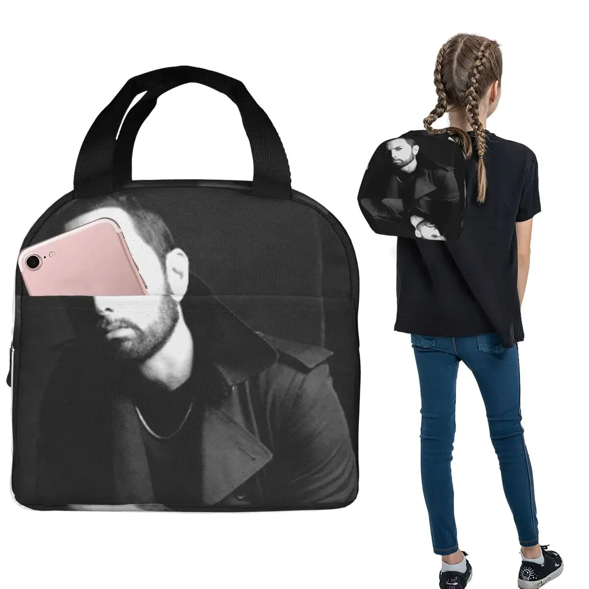 Eminem Insulated Lunch Bag for Women Kids Portable Food Boxes Thermal Lunch Box Tote
Eminem Insulated Lunch Bag for Women Kids Portable Food Boxes Thermal Lunch Box Tote