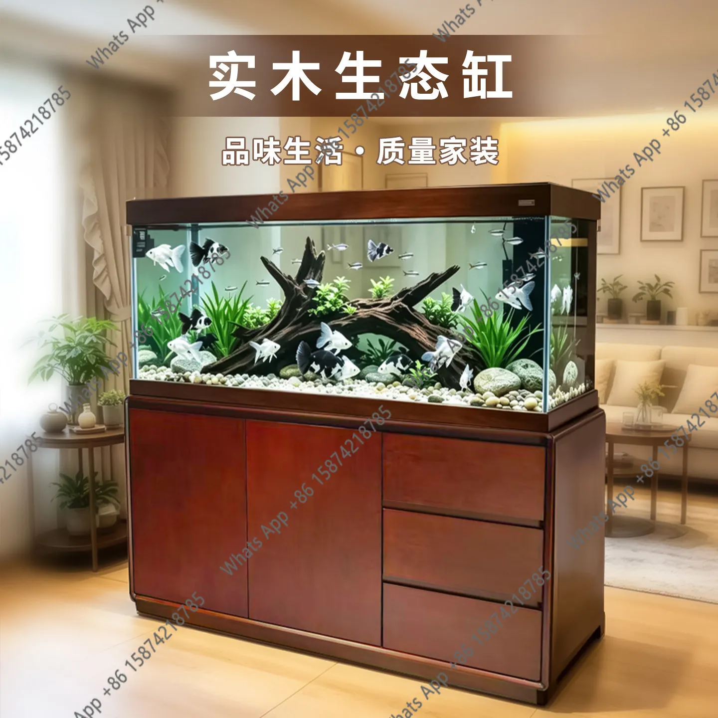 New large home arowana tank solid wood ecological tank living room office landing
New large home arowana tank solid wood ecological tank living room office landing