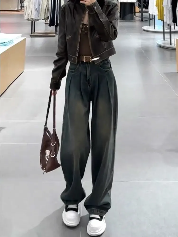 Женские джинсы с высокой талией и широкими штанинами, свободного прямого кроя, с эффектом стройности, длиной в пол, осенне-зимние, больших размеров
Женские джинсы с высокой талией и широкими штанинами, свободного прямого кроя, с эффектом стройности, длиной в пол, осенне-зимние, больших размеров