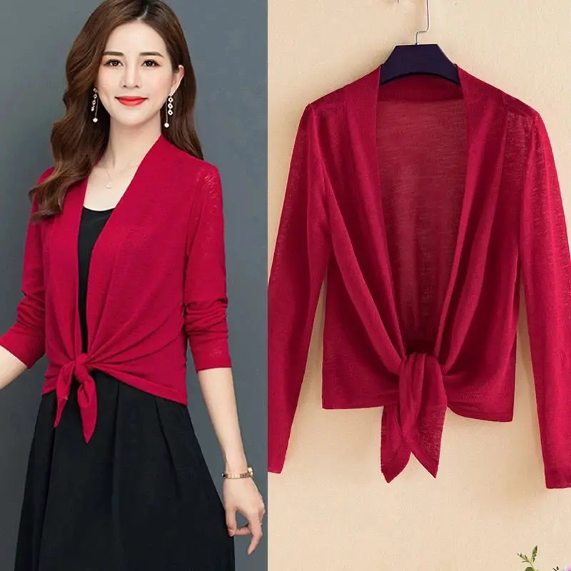 Pure Color Long Sleeve Short Cardigan V-Neck Loose Slimming Mesh Sun Protection Top Summer Air Conditioning Shirt
Pure Color Long Sleeve Short Cardigan V-Neck Loose Slimming Mesh Sun Protection Top Summer Air Conditioning Shirt