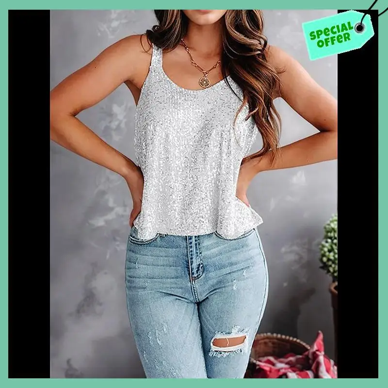 Sturdy Women's Sequin Tank Top Sleeveless Camisole Vest Tank Tops Shining Shirts
Sturdy Women's Sequin Tank Top Sleeveless Camisole Vest Tank Tops Shining Shirts
